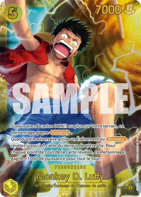 Carte One Piece Monkey D. Luffy OP15-119, extension Aventure sur l’île de dieu