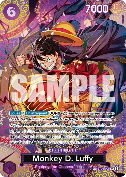 Carte One Piece Monkey D. Luffy ST26-005 · parallèle, extension Aventure sur l’île de dieu