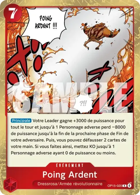 Carte One Piece Poing Ardent OP15-020, extension Aventure sur l’île de dieu