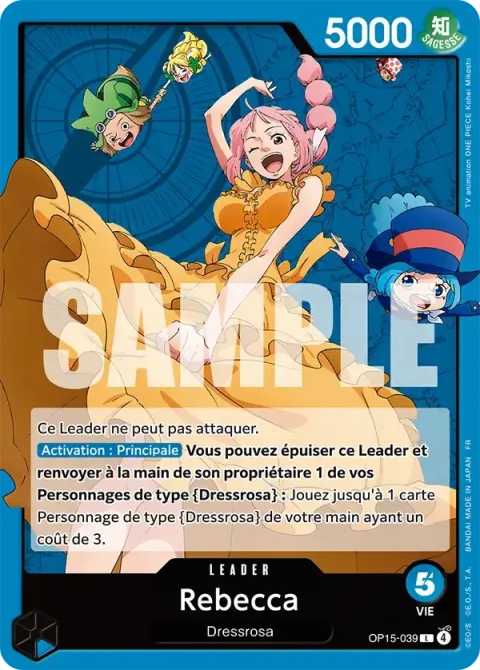 Carte One Piece Rebecca OP15-039, extension Aventure sur l’île de dieu