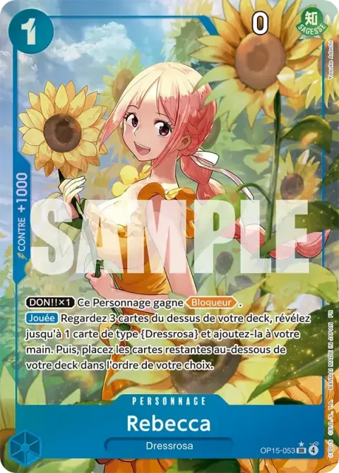 Carte One Piece Rebecca OP15-053 · parallèle, extension Aventure sur l’île de dieu