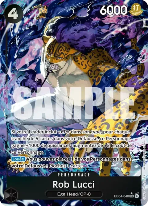 Carte One Piece Rob Lucci EB04-048 · parallèle, extension Aventure sur l’île de dieu