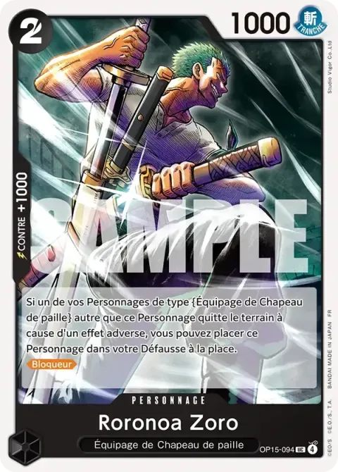 Carte One Piece Roronoa Zoro OP15-094, extension Aventure sur l’île de dieu