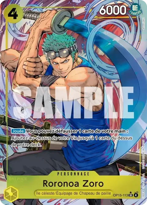 Carte One Piece Roronoa Zoro OP15-113 · parallèle, extension Aventure sur l’île de dieu