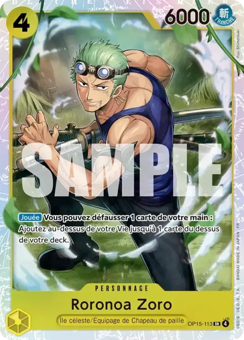 Carte One Piece Roronoa Zoro OP15-113, extension Aventure sur l’île de dieu