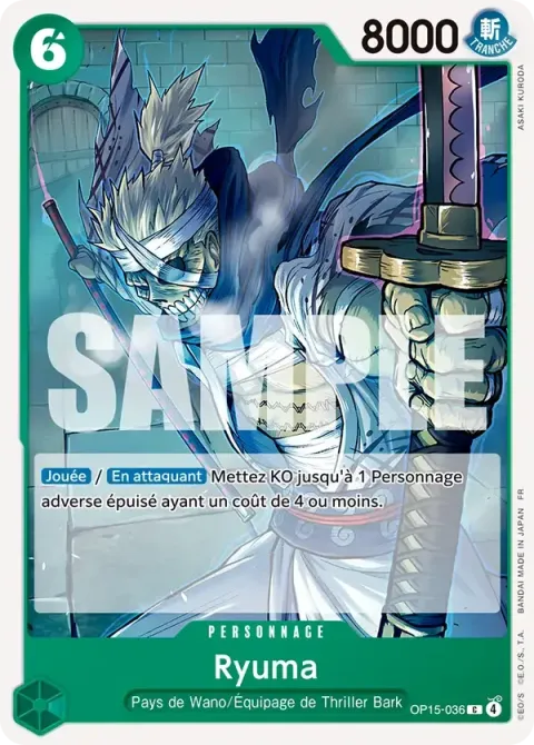 Carte One Piece Ryuma OP15-036, extension Aventure sur l’île de dieu