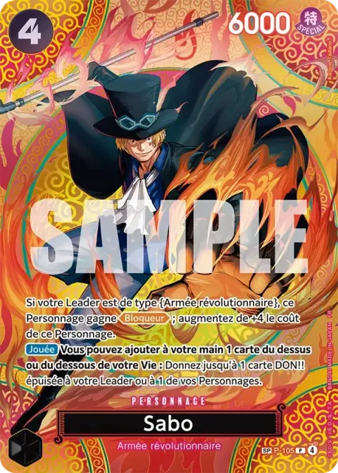 Carte One Piece Sabo P-105 · parallèle, extension Aventure sur l’île de dieu