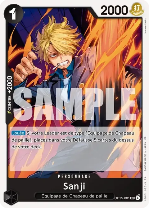 Carte One Piece Sanji OP15-081, extension Aventure sur l’île de dieu