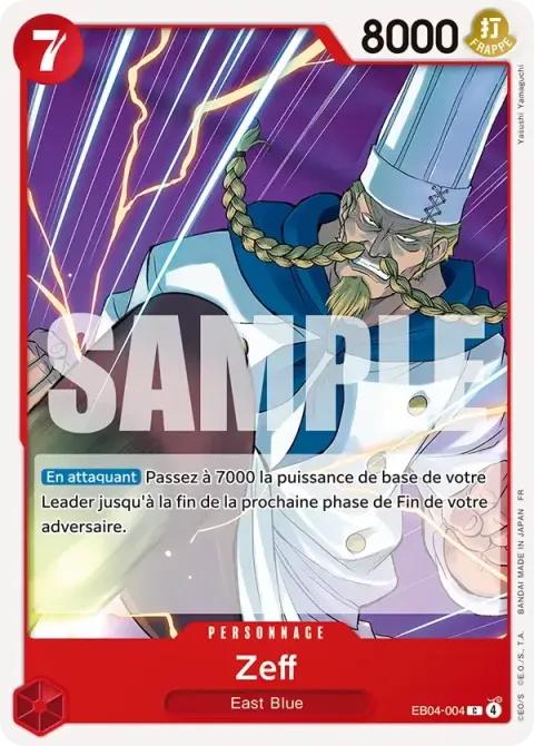 Carte One Piece Zeff EB04-004, extension Aventure sur l’île de dieu