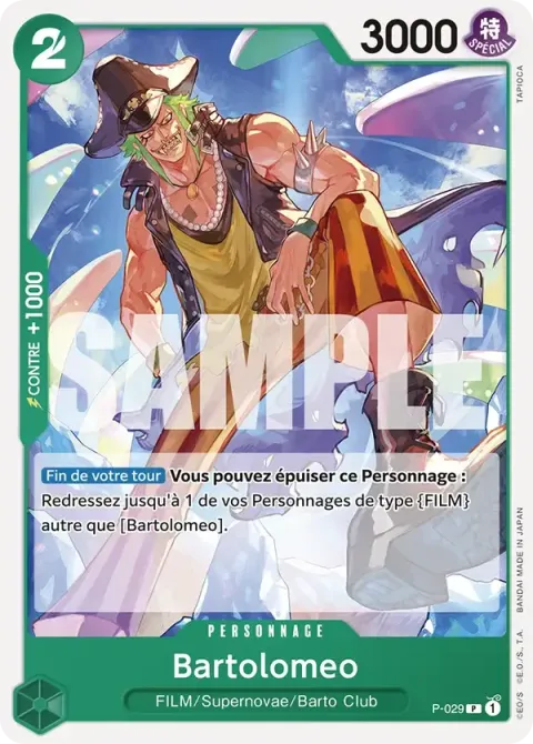 Carte One Piece Bartolomeo P-029 · parallèle 2, extension One Piece Card the Best