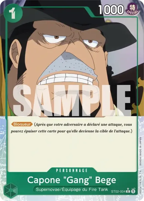 Carte One Piece Capone « Gang » Bege ST02-004 · parallèle 3, extension One Piece Card the Best