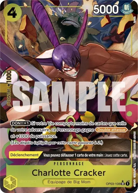Carte One Piece Charlotte Cracker OP03-108 · parallèle 2, extension One Piece Card the Best