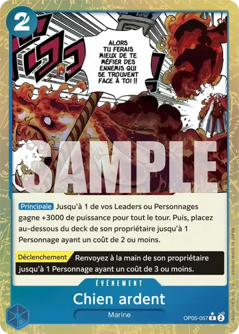 Carte One Piece Chien ardent OP05-057 · parallèle 3, extension One Piece Card the Best