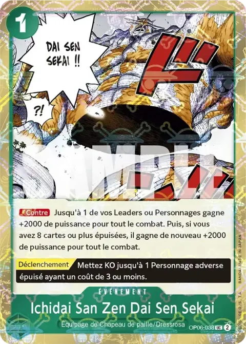 Carte One Piece Ichidai San Zen Dai Sen Sekai OP06-038 · parallèle 2, extension One Piece Card the Best