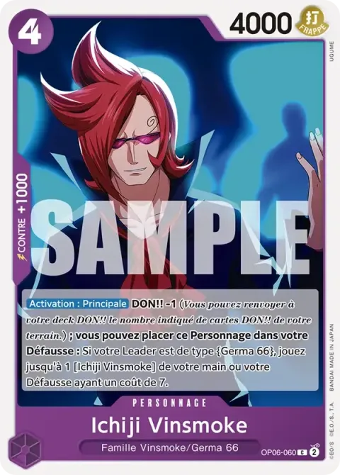 Carte One Piece Ichiji Vinsmoke OP06-060 · parallèle, extension One Piece Card the Best