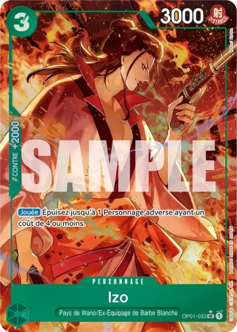 Carte One Piece Izo OP01-033 · parallèle 4, extension One Piece Card the Best