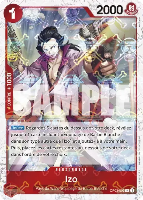Carte One Piece Izo OP03-003 · parallèle 3, extension One Piece Card the Best