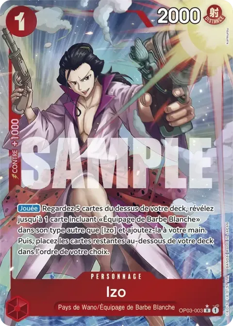 Carte One Piece Izo OP03-003 · parallèle 4, extension One Piece Card the Best