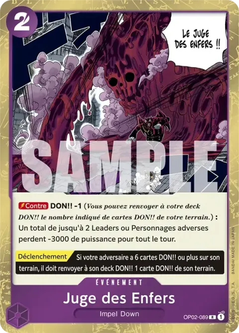 Carte One Piece Juge des Enfers OP02-089 · parallèle, extension One Piece Card the Best