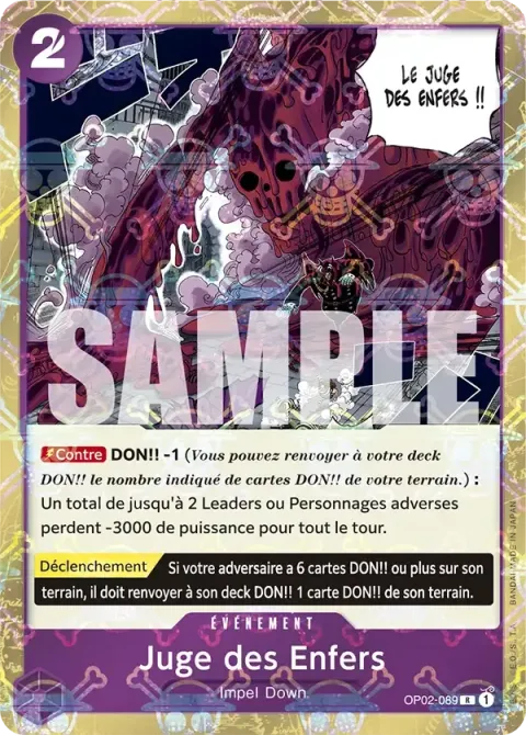 Carte One Piece Juge des Enfers OP02-089 · parallèle 2, extension One Piece Card the Best