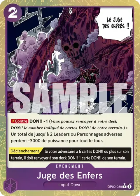 Carte One Piece Juge des Enfers OP02-089 · parallèle 3, extension One Piece Card the Best