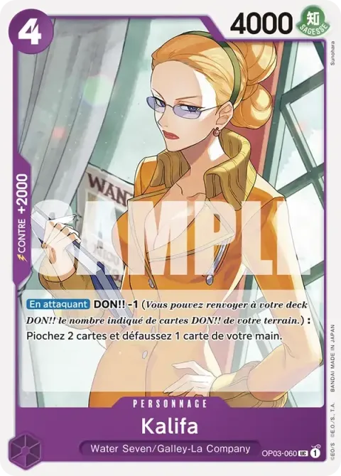 Carte One Piece Kalifa OP03-060 · parallèle, extension One Piece Card the Best