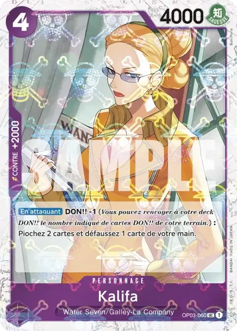 Carte One Piece Kalifa OP03-060 · parallèle 2, extension One Piece Card the Best