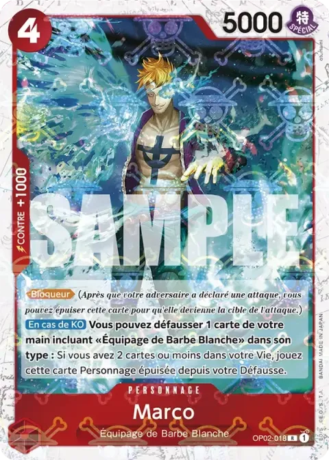 Carte One Piece Marco OP02-018 · parallèle 3, extension One Piece Card the Best