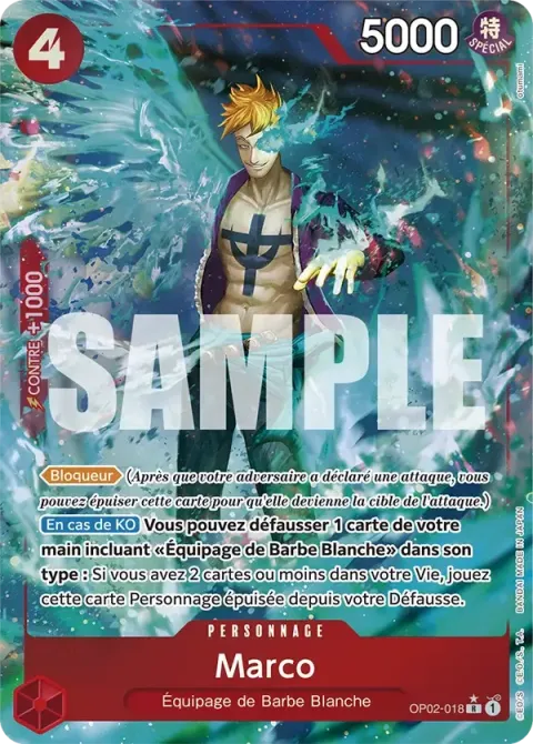 Carte One Piece Marco OP02-018 · parallèle 4, extension One Piece Card the Best