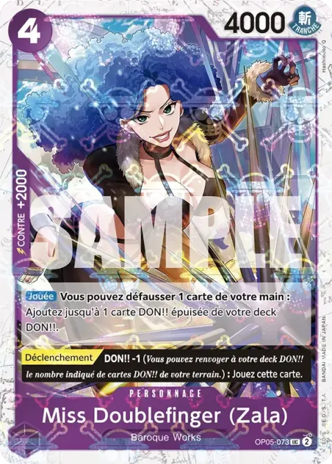 Carte One Piece Miss Doublefinger (Zala) OP05-073 · parallèle 2, extension One Piece Card the Best