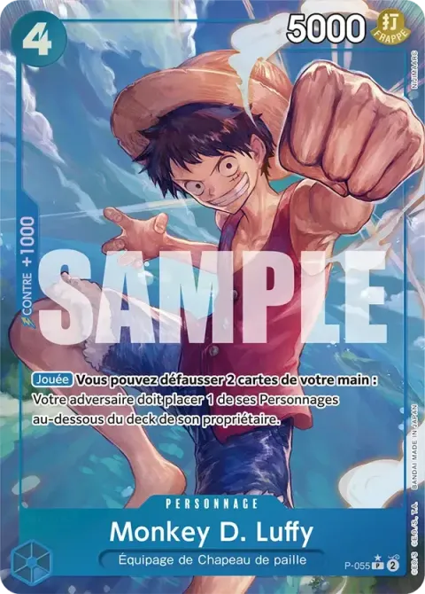 Carte One Piece Monkey D. Luffy P-055 · parallèle 2, extension One Piece Card the Best