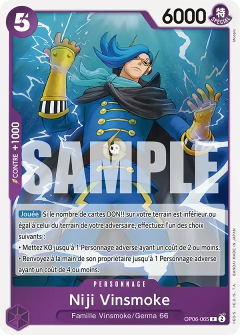 Carte One Piece Niji Vinsmoke OP06-065 · parallèle, extension One Piece Card the Best
