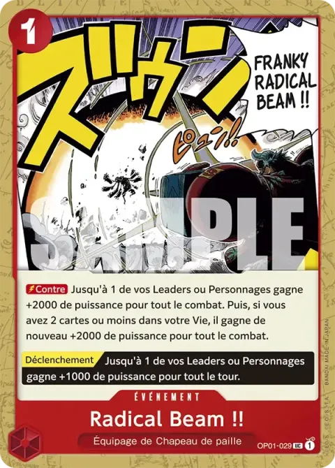 Carte One Piece Radical Beam !! OP01-029 · parallèle, extension One Piece Card the Best