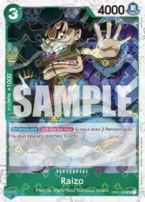 Carte One Piece Raizo OP01-052 · parallèle 2, extension One Piece Card the Best