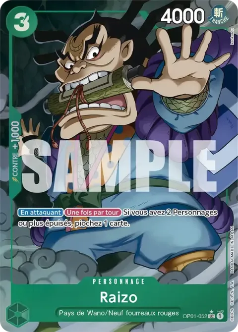 Carte One Piece Raizo OP01-052 · parallèle 3, extension One Piece Card the Best