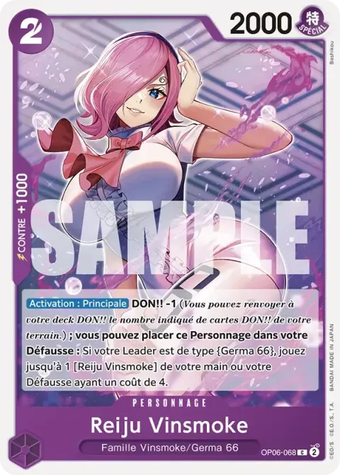 Carte One Piece Reiju Vinsmoke OP06-068 · parallèle, extension One Piece Card the Best