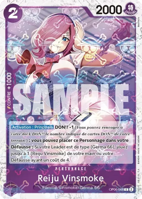 Carte One Piece Reiju Vinsmoke OP06-068 · parallèle 2, extension One Piece Card the Best