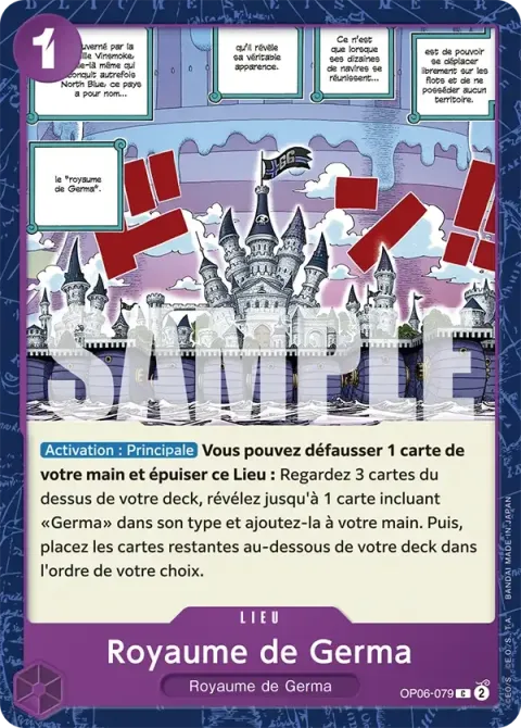 Carte One Piece Royaume de Germa OP06-079 · parallèle, extension One Piece Card the Best