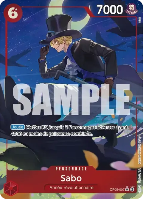 Carte One Piece Sabo OP05-007 · parallèle 2, extension One Piece Card the Best