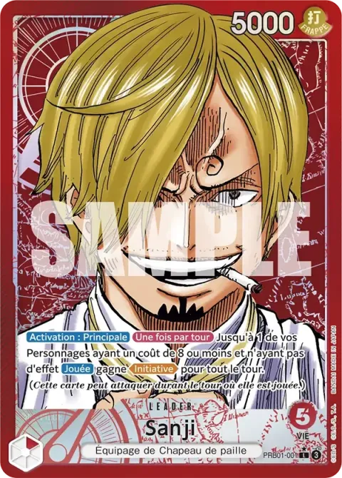 Carte One Piece Sanji PRB01-001 · parallèle, extension One Piece Card the Best