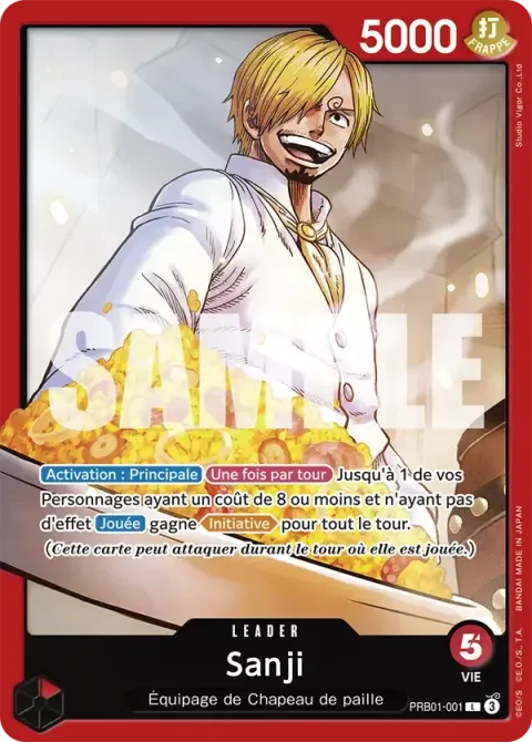 Carte One Piece Sanji PRB01-001, extension One Piece Card the Best