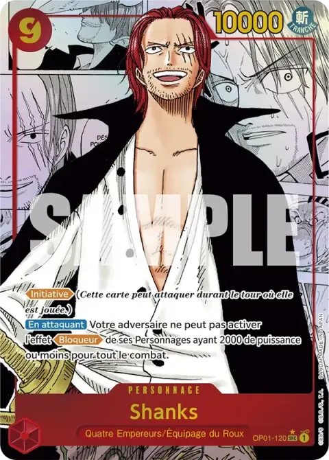 Carte One Piece Shanks OP01-120 · parallèle 3, extension One Piece Card the Best