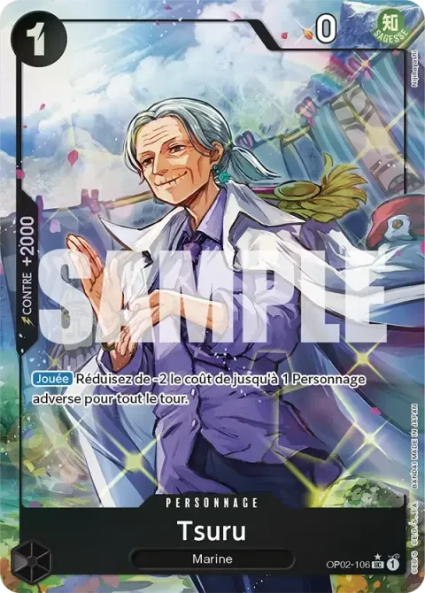 Carte One Piece Tsuru OP02-106 · parallèle 4, extension One Piece Card the Best