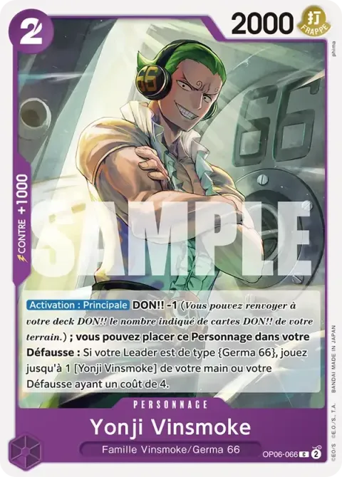 Carte One Piece Yonji Vinsmoke OP06-066 · parallèle, extension One Piece Card the Best