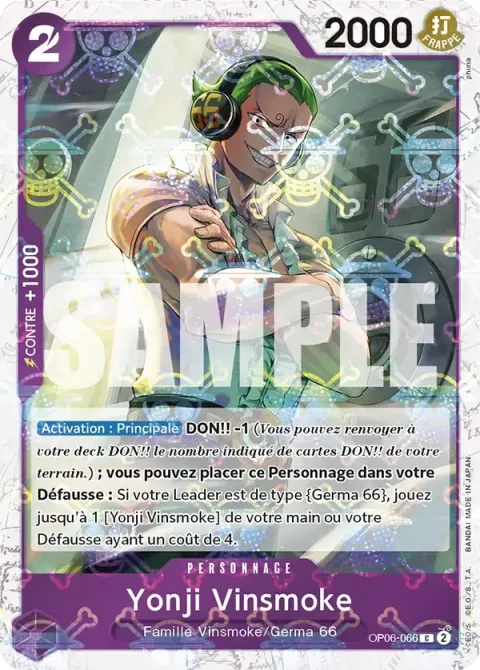 Carte One Piece Yonji Vinsmoke OP06-066 · parallèle 2, extension One Piece Card the Best