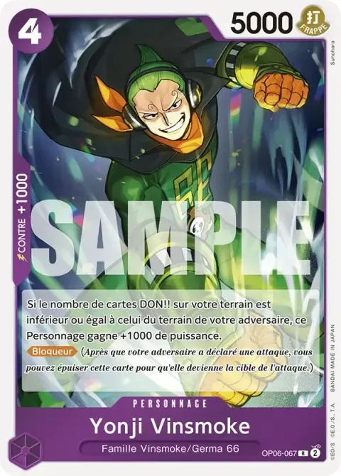Carte One Piece Yonji Vinsmoke OP06-067 · parallèle, extension One Piece Card the Best