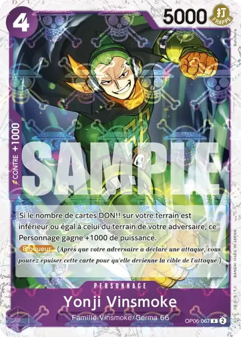 Carte One Piece Yonji Vinsmoke OP06-067 · parallèle 2, extension One Piece Card the Best