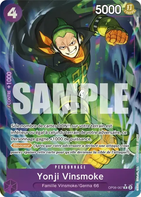 Carte One Piece Yonji Vinsmoke OP06-067 · parallèle 3, extension One Piece Card the Best