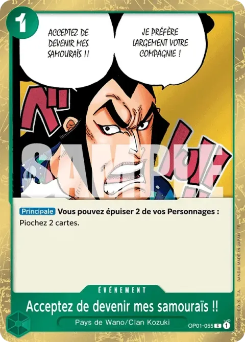 Carte One Piece Acceptez de devenir mes samouraïs !! OP01-055 · parallèle, extension One Piece Card the Best VOL.2
