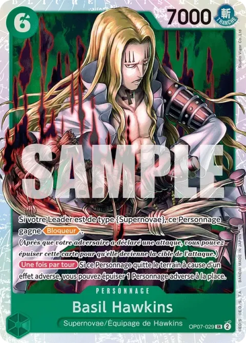 Carte One Piece Basil Hawkins OP07-029, extension One Piece Card the Best VOL.2